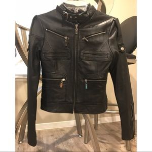 Multi Zip Moto Leather Jacket